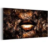 MuchoWow Wanddecoratie Metaal - Aluminium Schilderij Industrieel - Verf - Lippen - Vrouw - 160x80 cm - Dibond - Foto op aluminium - Industriële muurdecoratie - Voor de woonkamer/slaapkamer