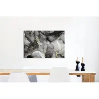 MuchoWow Wanddecoratie Metaal - Aluminium Schilderij Industrieel - Marmer - Zwart - Goud - Grijs - 90x60 cm - Dibond - Foto op aluminium - Industriële muurdecoratie - Voor de woonkamer/slaapkamer