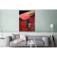 MuchoWow Wanddecoratie Metaal - Aluminium Schilderij Industrieel - Man - Paraplu - Rood - Kleuren - 120x160 cm - Dibond - Foto op aluminium - Industriële muurdecoratie - Voor de woonkamer/slaapkamer