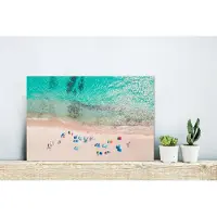 MuchoWow Wanddecoratie Metaal - Aluminium Schilderij Industrieel - Zee - Strand - Zomer - Parasols - Blauw - 30x20 cm - Dibond - Foto op aluminium - Industriële muurdecoratie - Voor de woonkamer/slaapkamer