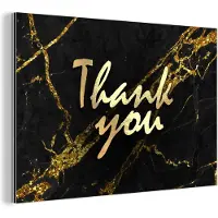 MuchoWow Wanddecoratie Metaal - Aluminium Schilderij Industrieel - Quotes - Bedankt - Goud - Marmer - 180x120 cm - Dibond - Foto op aluminium - Industriële muurdecoratie - Voor de woonkamer/slaapkamer