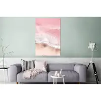 MuchoWow Wanddecoratie Metaal - Aluminium Schilderij Industrieel - Strand - Zee - Roze - Natuur -Golven - 120x180 cm - Dibond - Foto op aluminium - Industriële muurdecoratie - Voor de woonkamer/slaapkamer