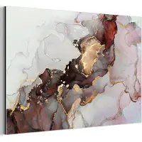 MuchoWow Wanddecoratie Metaal - Aluminium Schilderij Industrieel - Rood - Marmer - Goud - 90x60 cm - Dibond - Foto op aluminium - Industriële muurdecoratie - Voor de woonkamer/slaapkamer