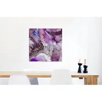 MuchoWow Wanddecoratie Metaal - Aluminium Schilderij Industrieel - Marmer - Roze - Paars - Gold - 50x50 cm - Dibond - Foto op aluminium - Industriële muurdecoratie - Voor de woonkamer/slaapkamer