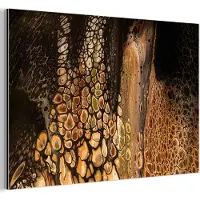 MuchoWow Wanddecoratie Metaal - Aluminium Schilderij Industrieel - Acrylverf - Bruin - Pouring Paint - 30x20 cm - Dibond - Foto op aluminium - Industriële muurdecoratie - Voor de woonkamer/slaapkamer
