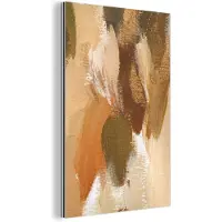 MuchoWow Wanddecoratie Metaal - Aluminium Schilderij Industrieel - Verf - Groen - Oranje - 40x60 cm - Dibond - Foto op aluminium - Industriële muurdecoratie - Voor de woonkamer/slaapkamer