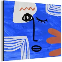 MuchoWow Wanddecoratie Metaal - Aluminium Schilderij Industrieel - Portret - Blauw - Abstract - 40x30 cm - Dibond - Foto op aluminium - Industriële muurdecoratie - Voor de woonkamer/slaapkamer
