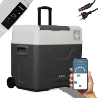 Arebos Compressor Koelbox - Koelbox Elektrisch 12V 230 Volt - Koelbox Auto - 47L - Temperatuurregeling via APP of LCD-touchscreen - met wielen