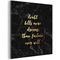 MuchoWow Wanddecoratie Metaal - Aluminium Schilderij Industrieel - Quotes - Dreams - Gold - Marmer - 20x20 cm - Dibond - Foto op aluminium - Industriële muurdecoratie - Voor de woonkamer/slaapkamer