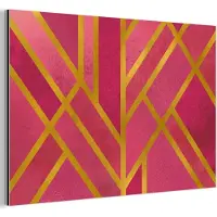 MuchoWow Wanddecoratie Metaal - Aluminium Schilderij Industrieel - Goud - Design - Roze - 90x60 cm - Dibond - Foto op aluminium - Industriële muurdecoratie - Voor de woonkamer/slaapkamer