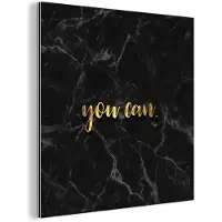 MuchoWow Wanddecoratie Metaal - Aluminium Schilderij Industrieel - Quotes - Motivatie - Goud - Marmer - 20x20 cm - Dibond - Foto op aluminium - Industriële muurdecoratie - Voor de woonkamer/slaapkamer