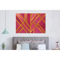 MuchoWow Wanddecoratie Metaal - Aluminium Schilderij Industrieel - Goud - Design - Roze - 150x100 cm - Dibond - Foto op aluminium - Industriële muurdecoratie - Voor de woonkamer/slaapkamer