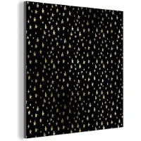 MuchoWow Wanddecoratie Metaal - Aluminium Schilderij Industrieel - Patronen - Sterren - Goud - 90x90 cm - Dibond - Foto op aluminium - Industriële muurdecoratie - Voor de woonkamer/slaapkamer