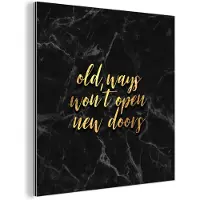 MuchoWow Wanddecoratie Metaal - Aluminium Schilderij Industrieel - Quote - Deur - Goud - Marmer - 90x90 cm - Dibond - Foto op aluminium - Industriële muurdecoratie - Voor de woonkamer/slaapkamer