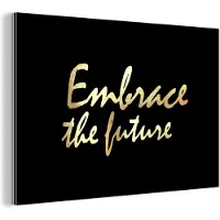 MuchoWow Wanddecoratie Metaal - Aluminium Schilderij Industrieel - Quote - Motivatie - Goud - 30x20 cm - Dibond - Foto op aluminium - Industriële muurdecoratie - Voor de woonkamer/slaapkamer