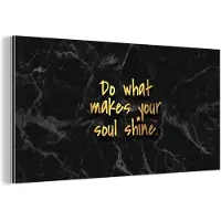 MuchoWow Wanddecoratie Metaal - Aluminium Schilderij Industrieel - Quotes - Shine - Goud - Marmer - 80x40 cm - Dibond - Foto op aluminium - Industriële muurdecoratie - Voor de woonkamer/slaapkamer