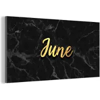 MuchoWow Wanddecoratie Metaal - Aluminium Schilderij Industrieel - Kalender - Juni - Goud - Marmer - 40x20 cm - Dibond - Foto op aluminium - Industriële muurdecoratie - Voor de woonkamer/slaapkamer
