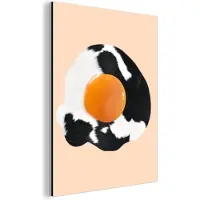 MuchoWow Wanddecoratie Metaal - Aluminium Schilderij Industrieel - Ei - Eten - Koeienprint - Koe - Dieren - 120x160 cm - Dibond - Foto op aluminium - Industriële muurdecoratie - Voor de woonkamer/slaapkamer