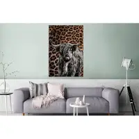 MuchoWow Wanddecoratie Metaal - Aluminium Schilderij Industrieel - Schotse hooglander - Zwart - Panter - 80x120 cm - Dibond - Foto op aluminium - Industriële muurdecoratie - Voor de woonkamer/slaapkamer