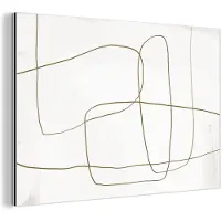 MuchoWow Wanddecoratie Metaal - Aluminium Schilderij Industrieel - Abstract - Wit - Bruin - 120x80 cm - Dibond - Foto op aluminium - Industriële muurdecoratie - Voor de woonkamer/slaapkamer