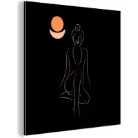 MuchoWow Wanddecoratie Metaal - Aluminium Schilderij Industrieel - Vrouw - Line art - Goud - 50x50 cm - Dibond - Foto op aluminium - Industriële muurdecoratie - Voor de woonkamer/slaapkamer