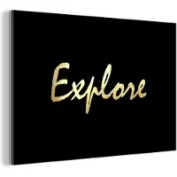 MuchoWow Wanddecoratie Metaal - Aluminium Schilderij Industrieel - Quotes - Reizen - Zwart - Goud - 30x20 cm - Dibond - Foto op aluminium - Industriële muurdecoratie - Voor de woonkamer/slaapkamer