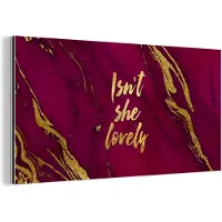 MuchoWow Wanddecoratie Metaal - Aluminium Schilderij Industrieel - Lovely - Goud - Roze - Marmer - 120x60 cm - Dibond - Foto op aluminium - Industriële muurdecoratie - Voor de woonkamer/slaapkamer