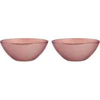 Vivalto Kommetjes/serveer schaaltjes/soepkommen - 2x - Murano - glas - D15 x H6 cm - roze - Stapelbaar