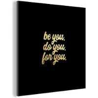 MuchoWow Wanddecoratie Metaal - Aluminium Schilderij Industrieel - Zelfvertrouwen - Goud - Zwart - Quote - 20x20 cm - Dibond - Foto op aluminium - Industriële muurdecoratie - Voor de woonkamer/slaapkamer