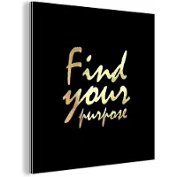 MuchoWow Wanddecoratie Metaal - Aluminium Schilderij Industrieel - Quote - Leven - Goud - Zwart - 20x20 cm - Dibond - Foto op aluminium - Industriële muurdecoratie - Voor de woonkamer/slaapkamer