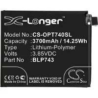 123accu OnePlus BLP743 accu (3,85 V, 3700 mAh, huismerk)