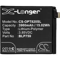 123accu OnePlus BLP759 accu (3.85 V, 3900mAh, huismerk)