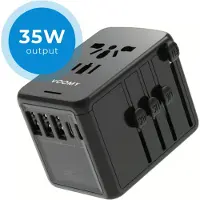 Voomy Travel Y30 - Wereldstekker - 35W - Zwart