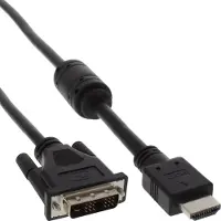 InLine HDMI-DVI kabel, 19-pins M naar 18+1 M, zwart, 3m, met ferrietkernen