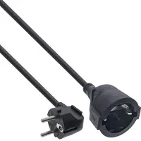 InLine CEE 7/7 (haaks) - CEE 7/3 (recht) stroom verlengkabel | 3x 1,50mm | zwart | 20 meter