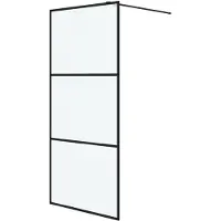 vidaXL Inloopdouchewand 90x195 cm mat ESG-glas zwart