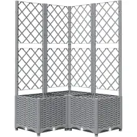 vidaXL Plantenbak met latwerk 80x80x136 cm polypropeen lichtgrijs