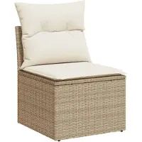 vidaXL Tuinbank zonder armleuning met kussens poly rattan beige