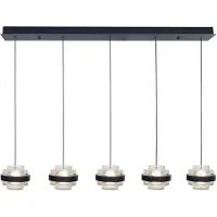 Highlight Hanglamp Dynasty Zwart Recht 5 Lichts Met Helder Glas