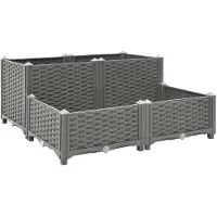 vidaXL - Plantenbak - verhoogd - 80x80x38 - cm - polypropyleen
