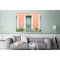 MuchoWow Wanddecoratie Metaal - Aluminium Schilderij Industrieel - Parijs - Deur - Pastel - Architectuur - 120x90 cm - Dibond - Foto op aluminium - Industriële muurdecoratie - Voor de woonkamer/slaapkamer