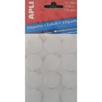 APLI ronde etiketten in etui diameter 25 mm, wit, 72 stuks, 12 per blad (2664) - 14 stuks