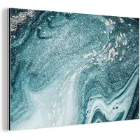 MuchoWow Wanddecoratie Metaal - Aluminium Schilderij Industrieel - Marmer look - Blauw - Luxe - 180x120 cm - Dibond - Foto op aluminium - Industriële muurdecoratie - Voor de woonkamer/slaapkamer
