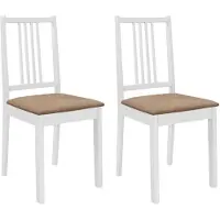 vidaXL Eetkamerstoelen met kussens 2 st massief hout wit