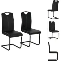 vidaXL Schommelstoelen, 2 stuks, zwart, kunstleer - Eetkamerstoelen