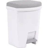 Eda Power Tower pedaalemmer rechthoekig 27 liter wit -grijs deksel