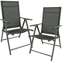 MaxxGarden 2x Aluminium tuinstoel / tuin stoel Zilver/Zwart