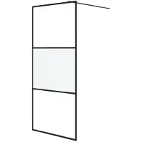 vidaXL Inloopdouchewand 90x195 cm halfmat ESG-glas zwart