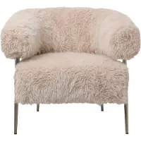 Ptmd Hair Cream fauteuil champagne metal base (Naturel, 86x78x74cm)