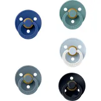 BIBS fopspenen 6-18 maand set 5 stuks Petrol,Island Sea,Steel Blue,Black en Baby Blue Night Glow maat 2